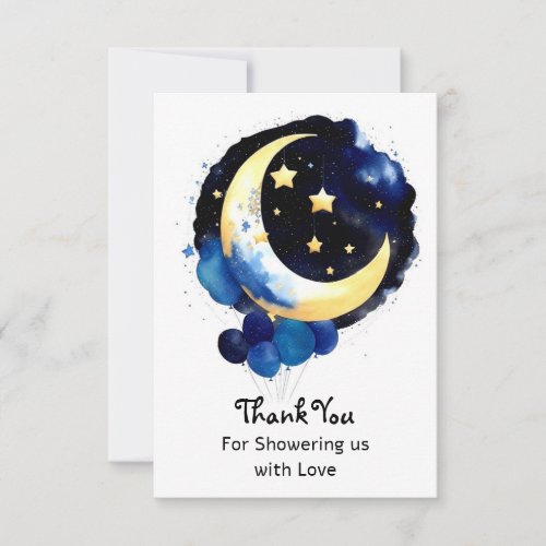 Moon and Stars Boy Baby Shower Night Sky Thank You Card