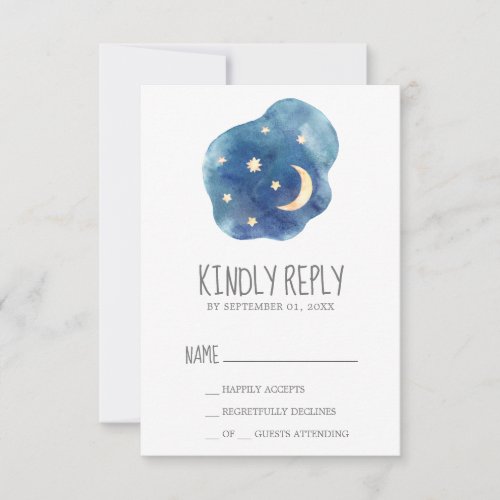 Moon and Stars Boy Baby Shower RSVP