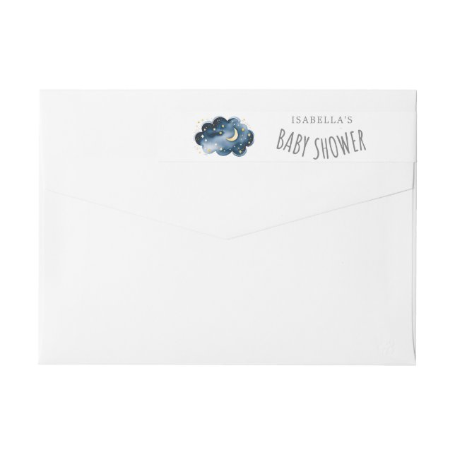 Moon and Stars Boy Baby Shower Wrap Around Label (Back)