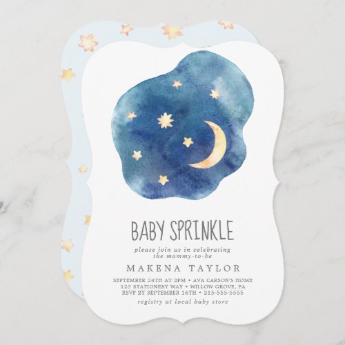 Moon and Stars Boy Baby Sprinkle Invitation