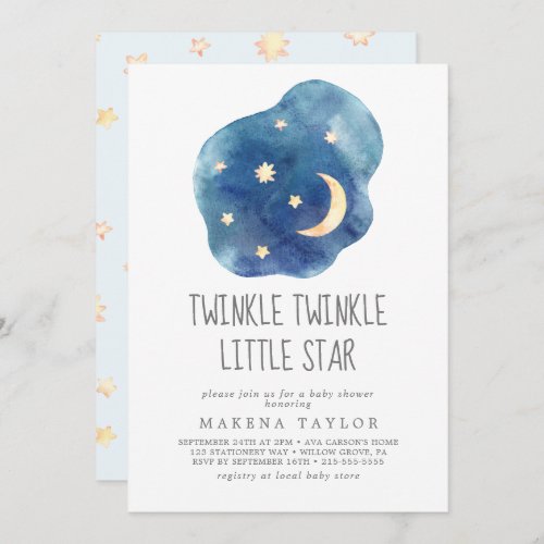 Moon and Stars Boy Twinkle Twinkle Little Star Invitation