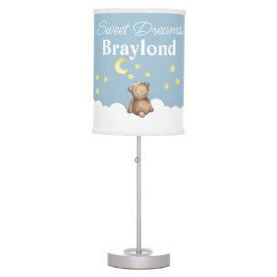 Moon and Stars BoyTeddy Bear Nursery Table Lamp