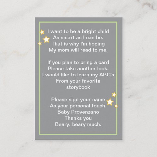 Moon and Stars Bring a Book Card Business Cards