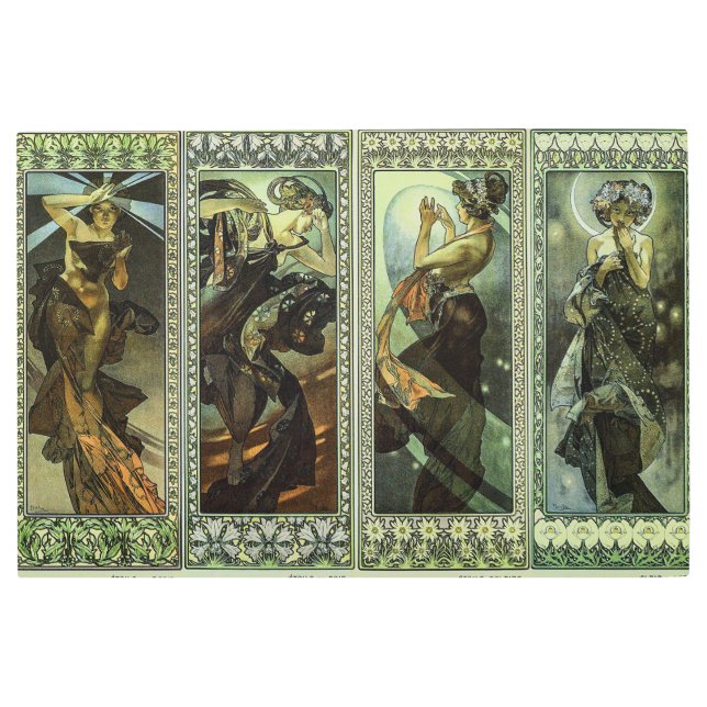 Moon and Stars by Alphonse Mucha Metal Print (Front)