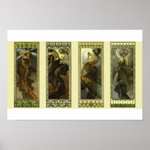Moon and Stars by Alphonse Mucha Poster