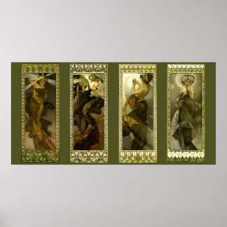 Moon and Stars by Alphonse Mucha Poster