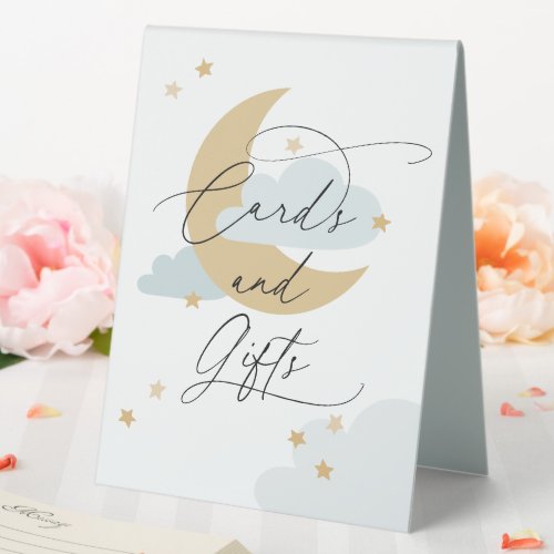Moon and Stars Cards and Gifts Sign Blue