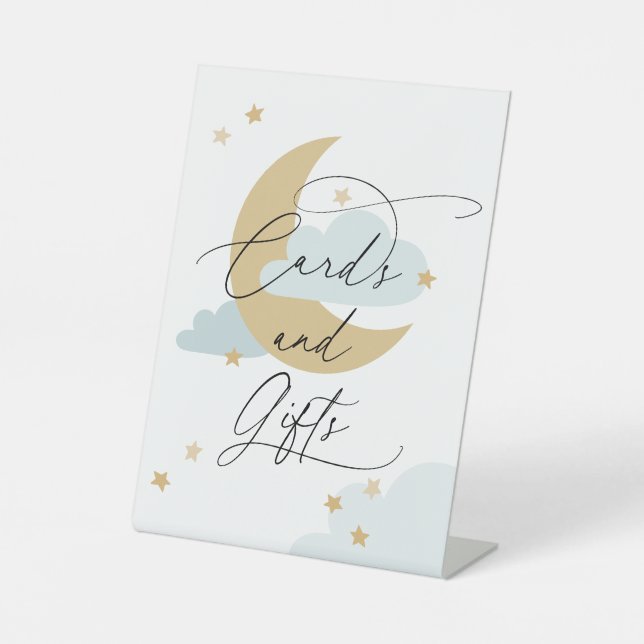 Moon and Stars Cards and Gifts Sign Blue (Front)