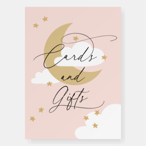 Moon and Stars Cards and Gifts Sign Pink