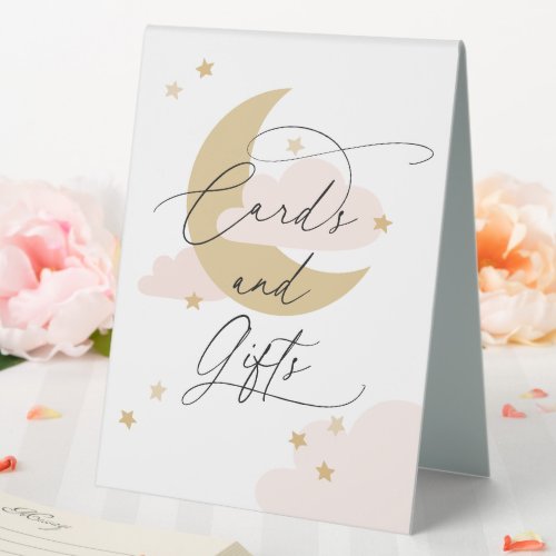 Moon and Stars Cards and Gifts Sign Pink Gold