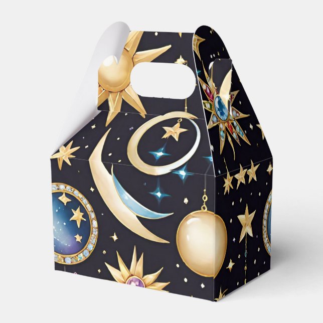 Moon And Stars Celestial Gable Favor Boxes (Back Side)