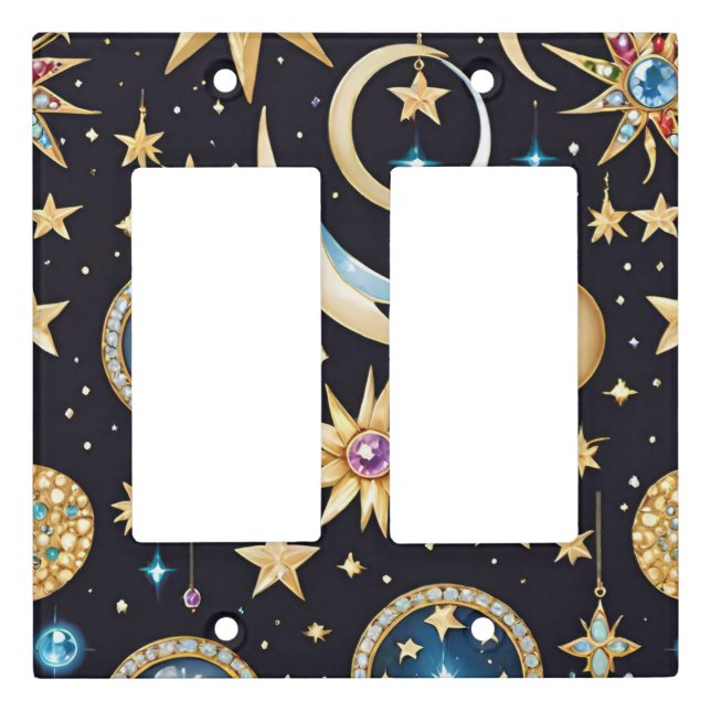 Moon And Stars Celestial  Light Switch Cover (Front)