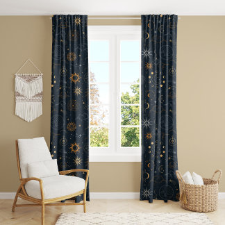Moon and Stars Celestial Mystic Pattern Sheer Curtains