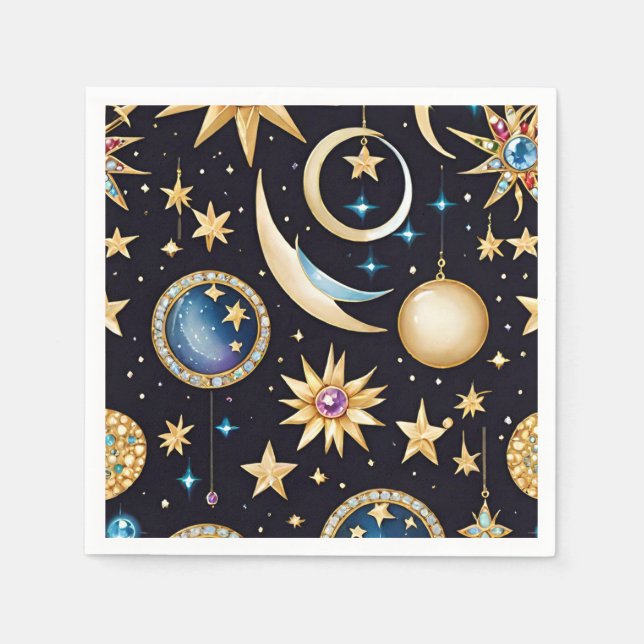 Moon And Stars Celestial   Napkins (Front)