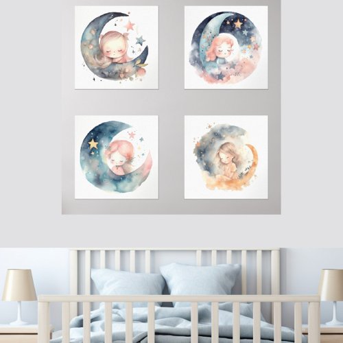 Moon and Stars Celestial Prints for Girls Room 