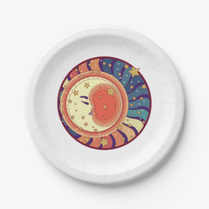 Moon and Stars celestial space party design Paper Plates