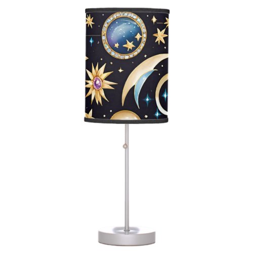 Moon And Stars Celestial  Table Lamp