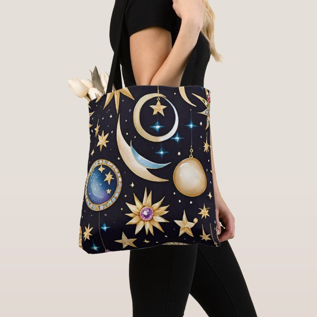 Moon And Stars Celestial   Tote Bag (Close Up)