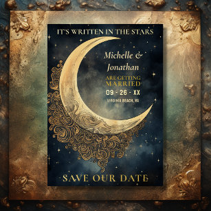Moon and Stars Celestial Wedding Save the Date Foil Invitation
