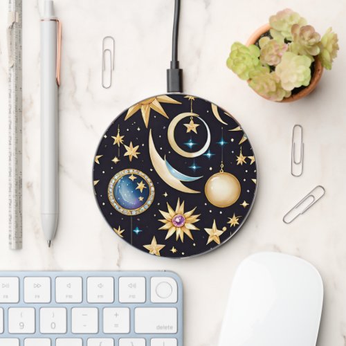 Moon And Stars Celestial   Wireless Charger
