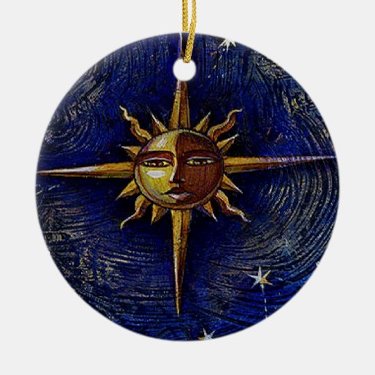 Moon and Stars Ceramic Ornament