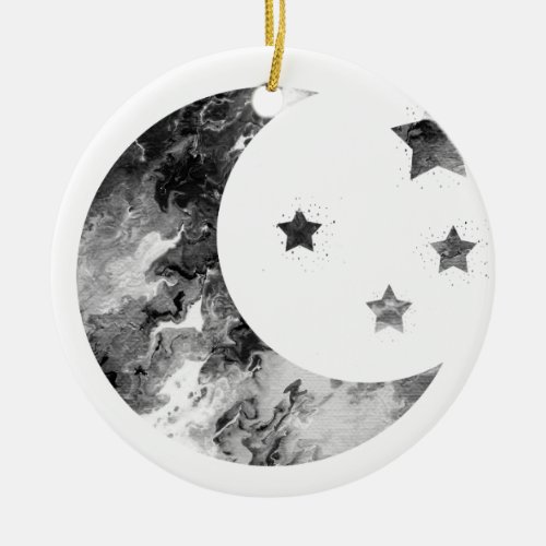 Moon and Stars Ceramic Ornament