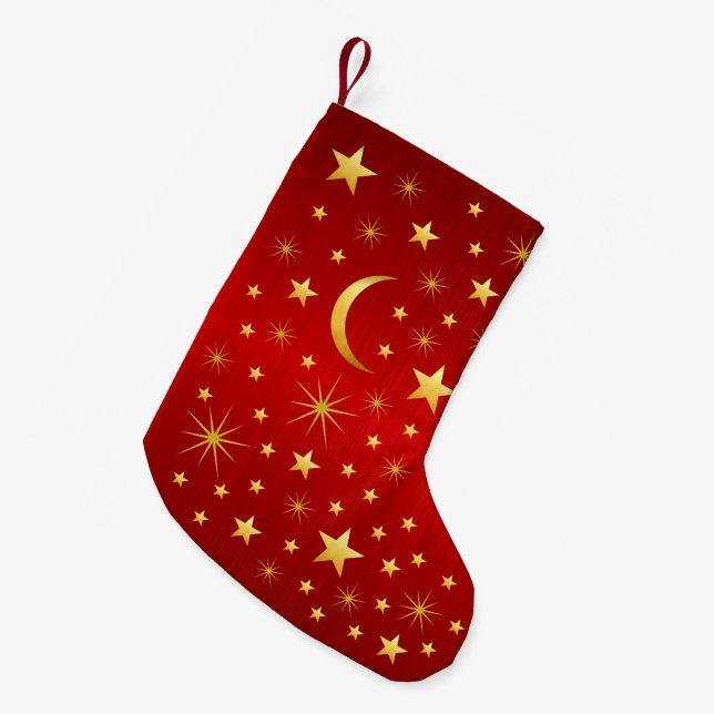 Moon and Stars Christmas Stocking (Front (Hanging))