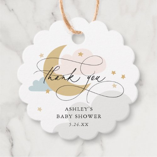 Moon and Stars Colorful Baby Shower Thank You Favor Tags