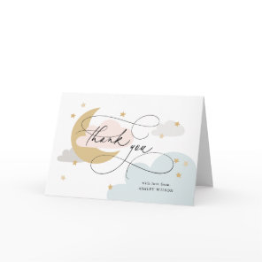 Moon and Stars Colorful Script Baby Shower Thank You Card