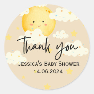Moon and Stars Cream Baby Shower Thank You Classic Round Sticker
