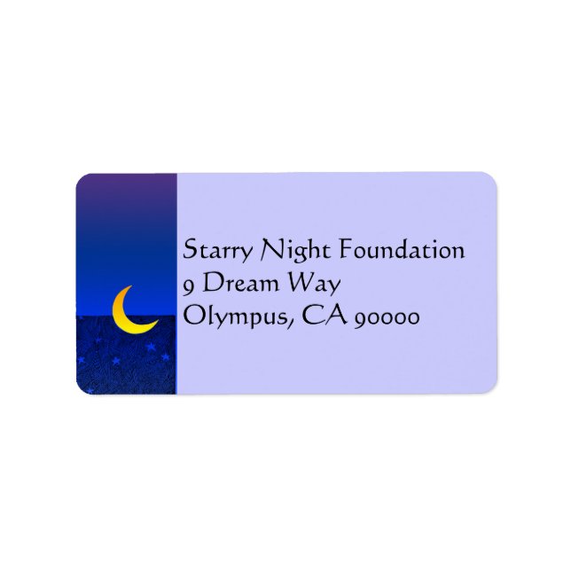 Moon and Stars Custom Address Label (Front)