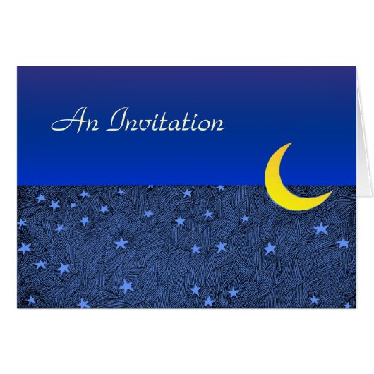 Moon and Stars Custom Folded Invitation (Front Horizontal)