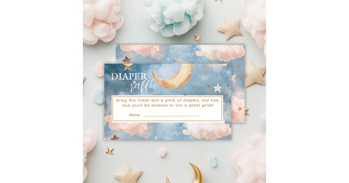 Moon and stars Diaper Raffle Baby shower Enclosure Card | Zazzle