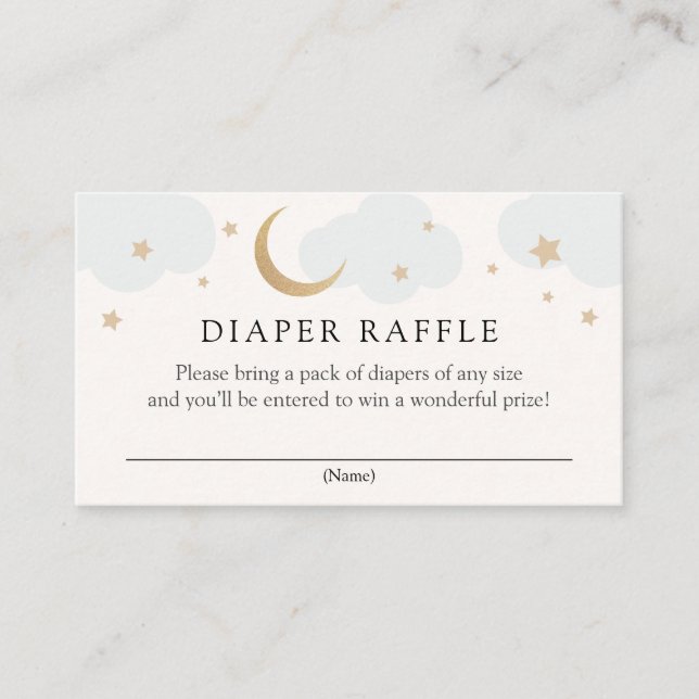 Moon and Stars Diaper Raffle insert card (Front)