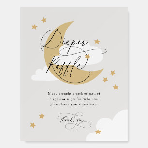 Moon and Stars Diaper Raffle Sign Gray Baby Shower