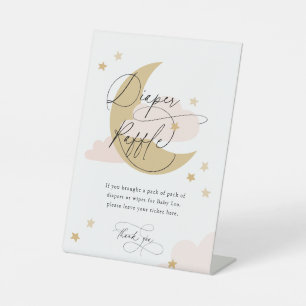 Moon and Stars Diaper Raffle Sign Pink Baby Shower