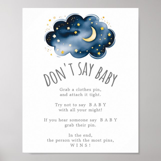 Moon and Stars Don't Say Baby Game Sign (Front)