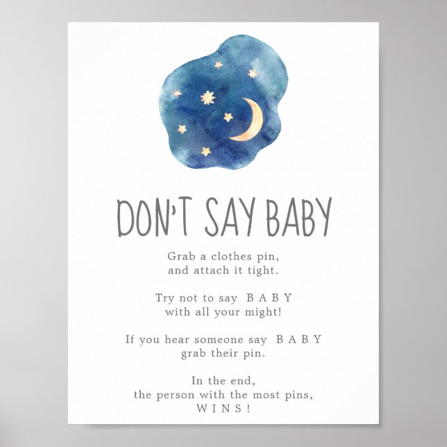 Moon and Stars Don't Say Baby Game Sign (Front)