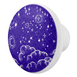 &quot;Moon and Stars&quot; Drawer Knob Pull (WH/BLU/PUR)