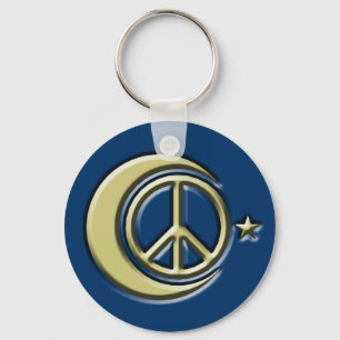 Moon and Stars for Peace Keychain