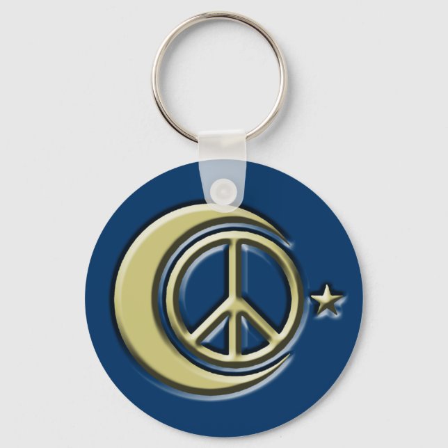 Moon and Stars for Peace Keychain (Front)