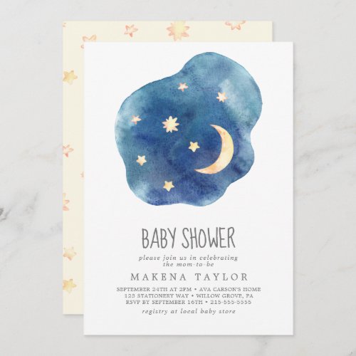 Moon and Stars Gender Neutral Baby Shower Invitation