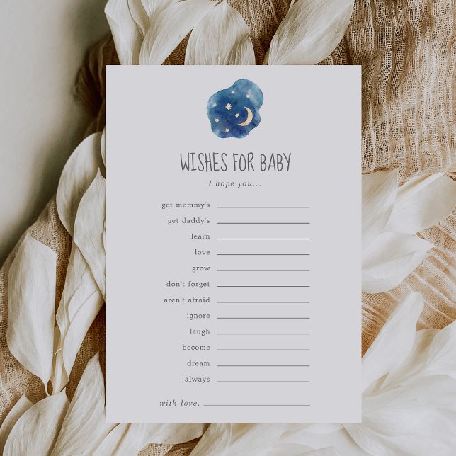 Moon and Stars Gender Neutral Wishes for Baby Advice Card (Creator Uploaded)