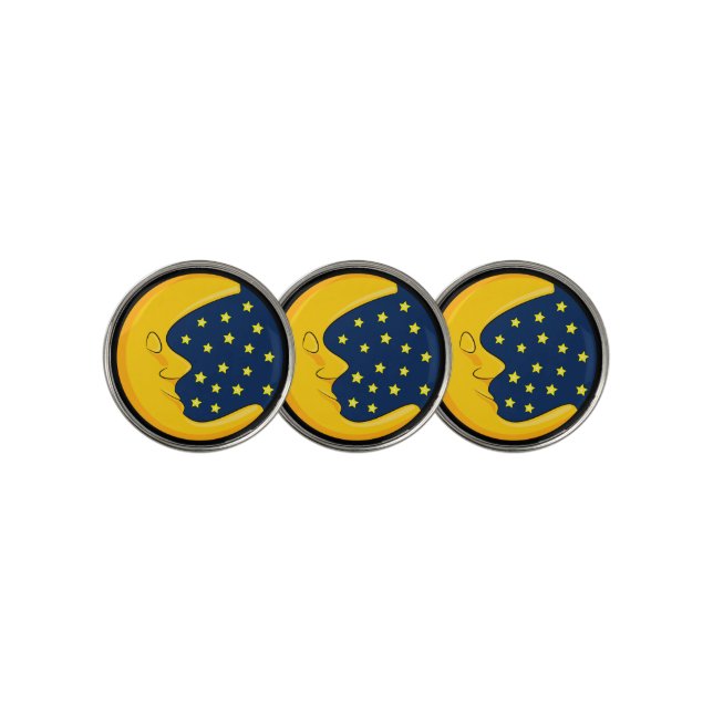 Moon And Stars  Golf Ball Marker (3 Up)
