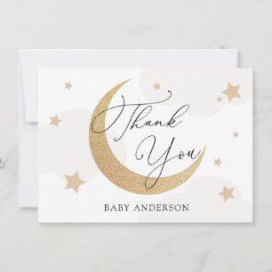 Moon and Stars Gray Clouds Baby Shower Thank You Card
