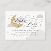 Moon and Stars Gray Gold Book Request Baby Shower Enclosure Card (Front)