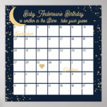 Moon And Stars Guess Baby&#39;s Due Date Poster at Zazzle