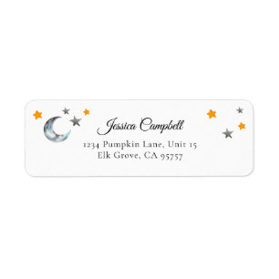 Moon And Stars Halloween Return Address Label