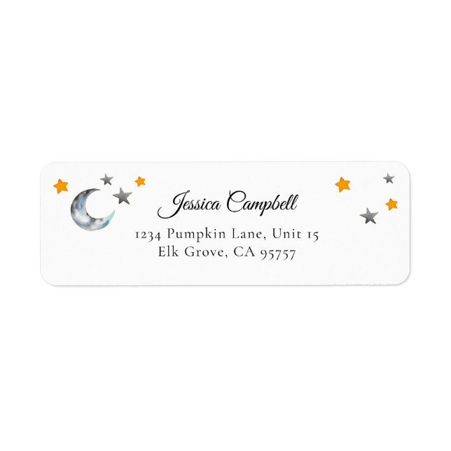 Moon And Stars Halloween Return Address Label (Front)