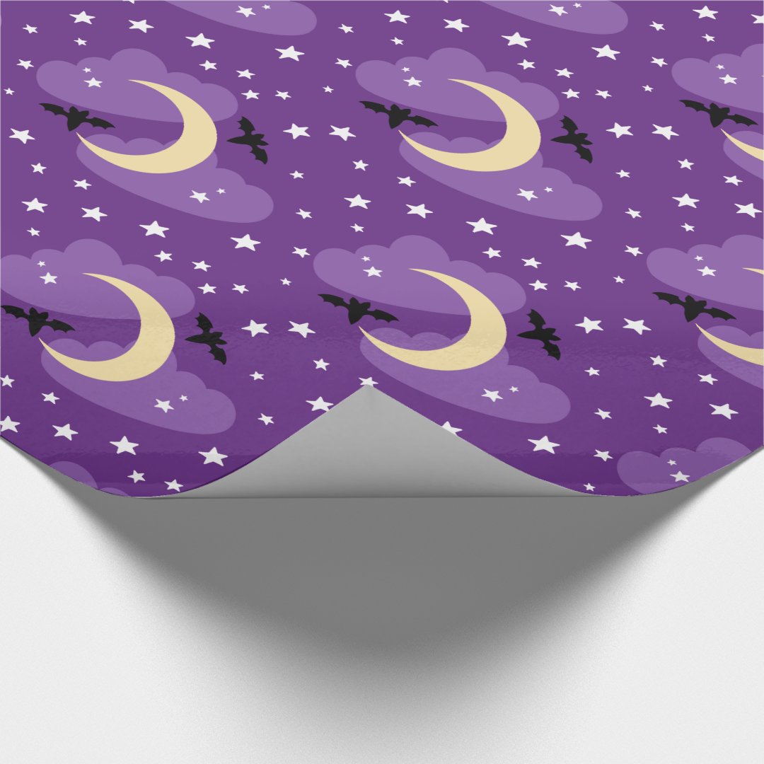 Moon and Stars | Halloween Wrapping Paper | Zazzle